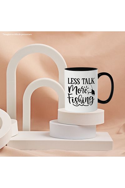 StoryGift Romania Mug with the message in English "Less talk, more fishing" - less talk, more fishing, With ,STG