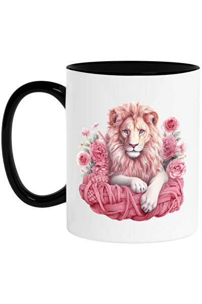 StoryGift Romania Cana cu un leu | ilustratie | floricele | roz | lana | seri...