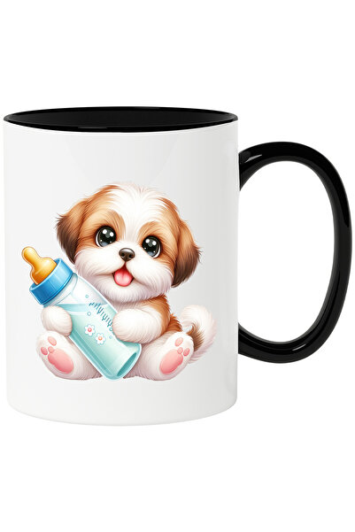 StoryGift Romania Cana cu un catelus blanos care tine un biberon cu lapte | i...