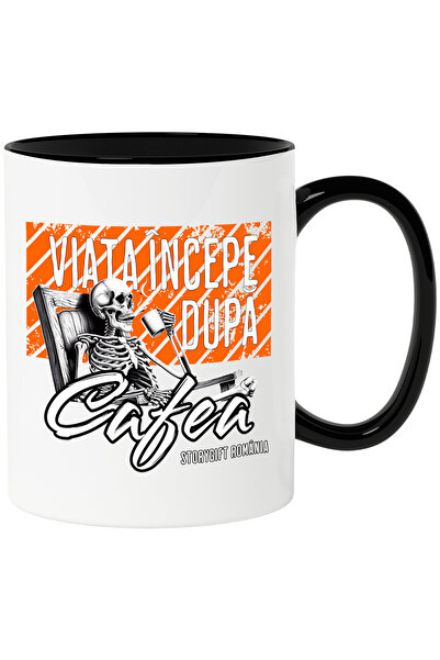StoryGift Romania Cana Viata incepe după Cafea schelete pe sezlong , 330ml, C...