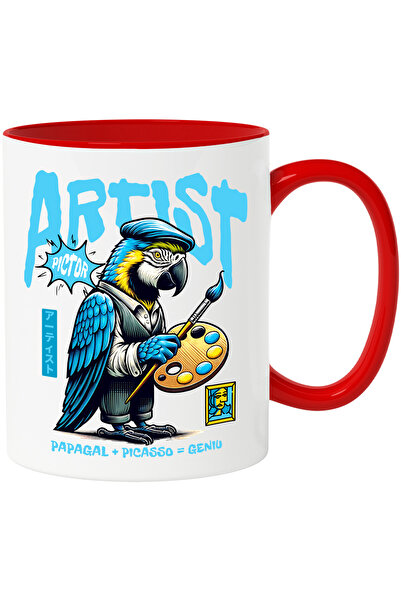 StoryGift Romania Cana Papagalul Pictor - Artist + Picasso = Geniu, 330ml, Ce...