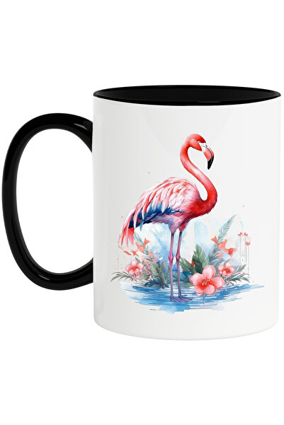 StoryGift Romania Cana cu o pasare Flamingo | ilustratie | floricele | roz | ...
