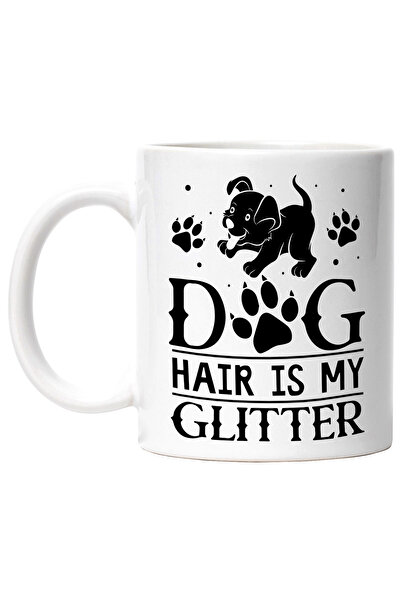 StoryGift Romania Cana cu un catel, labute si mesajul "Dog hair is my glitter...