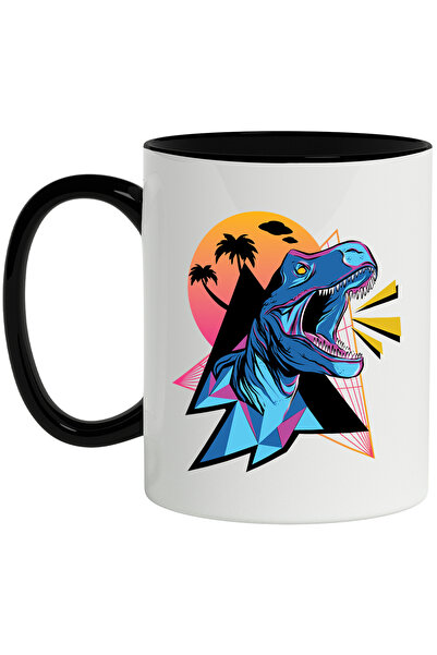 StoryGift Romania Cana Cu Dinozaur, Palmieri, Geometric, Nori, Retro, Multico...