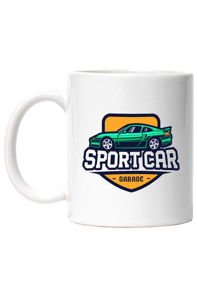 StoryGift Romania Cana Cu Mesaj In Engleza Sport Car Garage, Masina, Emblema, Multicolor 330 ml, C, Cu Maner Alb