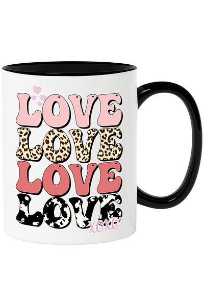 StoryGift Romania Heart mug with the message "Love, Love, Love, Love, xoxo", kisses, kiss, love, With, STG