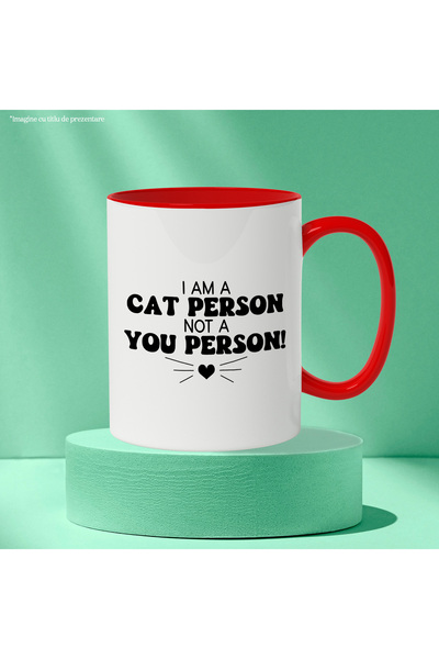 StoryGift Romania Mug for those who love cats and who put them first with Red Handle, With M,STG.