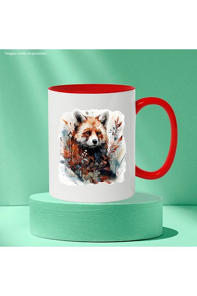 StoryGift Romania Red Panda Bear Mug, Flowers, Leaves, Tomantic, Abstract, Multicolor 330 ml, Ce, Cu,STG