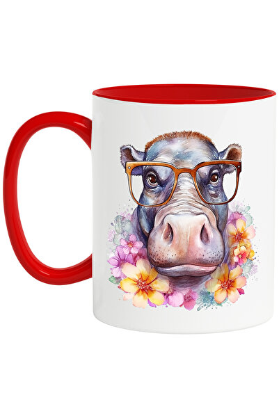StoryGift Romania Cana cu un hipopotam cu ochelari | ilustratie | flori in ju...