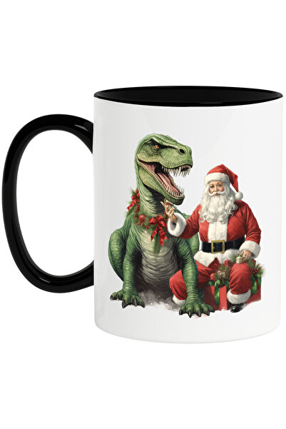 StoryGift Romania Cana cu Mos Craciun care sta langa un dinozaur verde cu din...