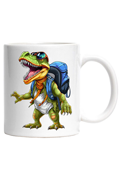 StoryGift Romania Cana cu un dinozaur explorator uimit | ilustratie | ceva nemaivazut | ghiozdan |, Cu Maner Alb