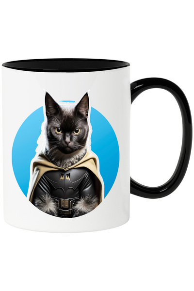 StoryGift Romania Cana cu Portret Pisica Supererou, Pisica in Custom de Batma...