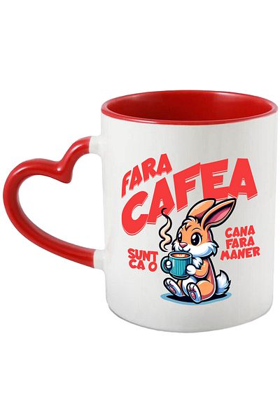 StoryGift Romania Rabbit Mug With Coffee Mug Text Without Coffee I'm Like a Mug Without a Handle, Ceramic, With ,STG