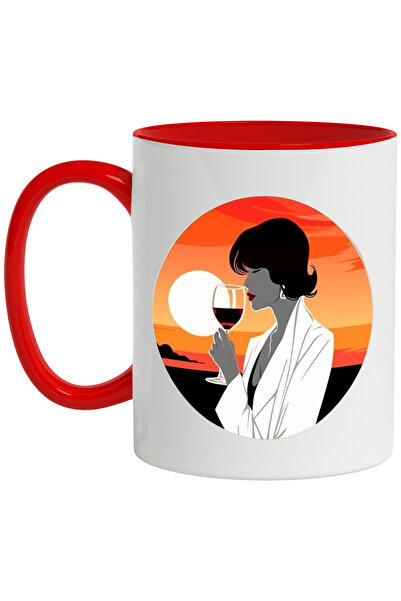 StoryGift Romania Cana Cu Apus, Femeie, Vin, Pahar, Elegant, Cercei, Multicol...