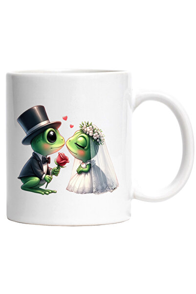 StoryGift Romania Cana cu 2 broaste la nunta | ilustratie | inimioare | rochi...