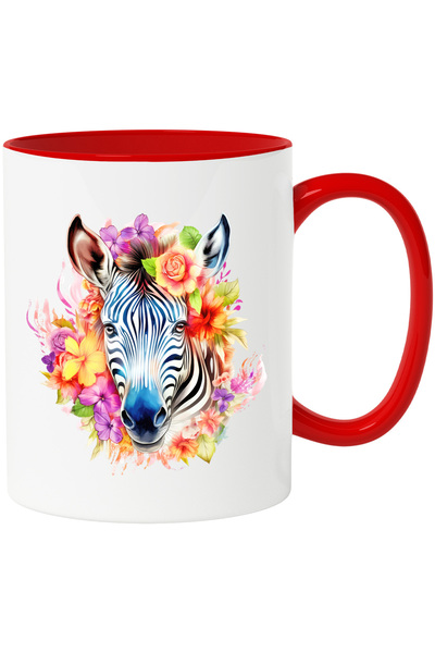 StoryGift Romania Cana cu o zebra serioasa | ilustratie | flori de diverse cu...