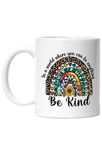 StoryGift Romania Cana cu mesajul "In a world where you can be anything, be kind", ilustratie, mot, Cu Maner Alb