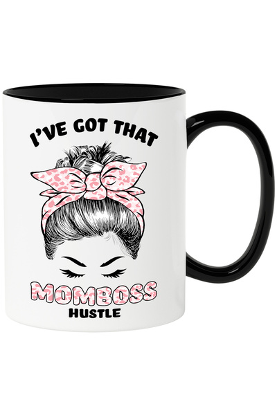 StoryGift Romania Cana cu mesajul "I've got that Momboss Hustle", ilustratie,...