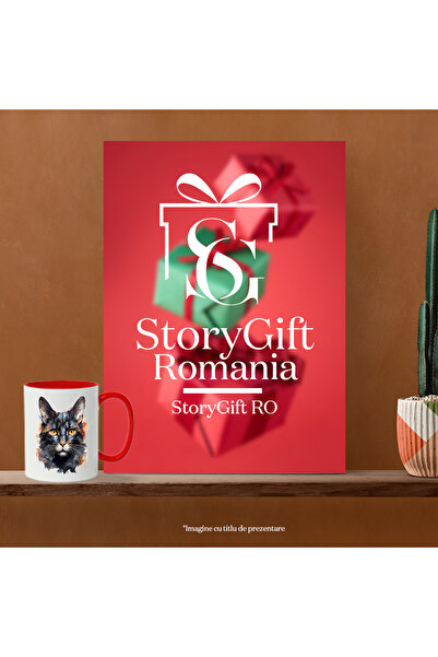StoryGift Romania Cat Head Mug, Geometric, Mosaic, Animal Lovers, Multicolor 330 ml, With ,STG