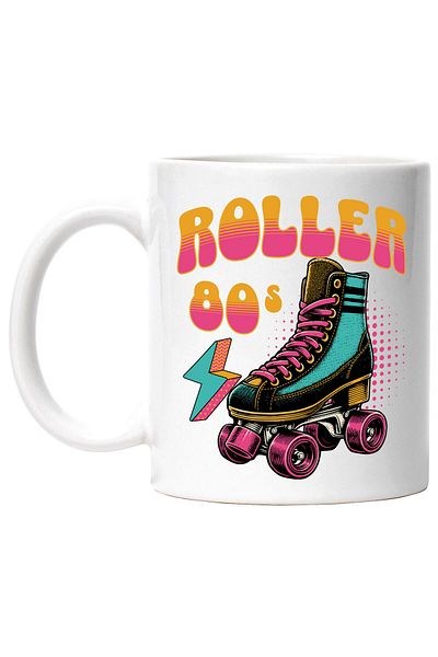 StoryGift Romania Mug with Colorful Roller Skates Sports Kids Fun Text Roller 80', Ceramic, 3, With White Handle