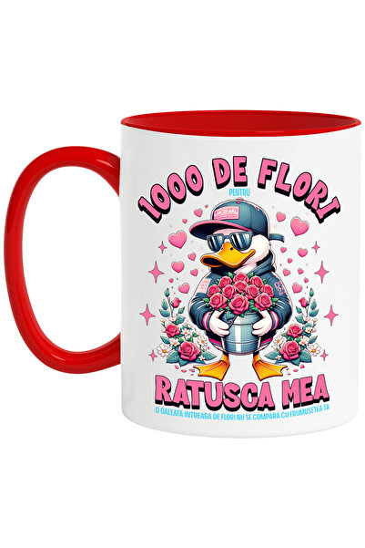 StoryGift Romania Cana Rata gangster cu flori mesaj romantic iubire, 330ml, C...