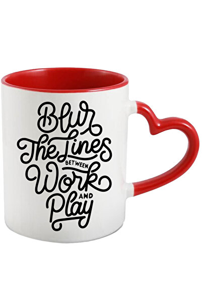 StoryGift Romania Cana Cu Mesaj In Engleza Blur The Lines Between Work And Play, Munca, Joaca, Lin, Cu Maner Inim