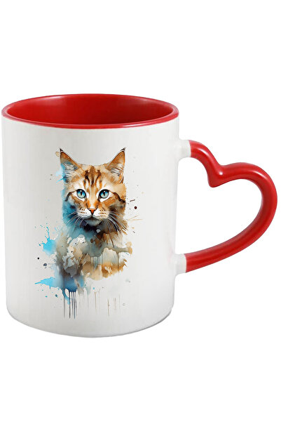 StoryGift Romania Cana Cu Pisica, Ilustratie Watercolor, Animal De Companie, ...