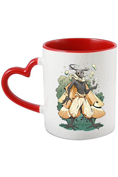 StoryGift Romania Cana Cu Monstru, Fantasy, Molie, Fum, Aripi, Pantaloni, Multicolor 330 ml, Ceram, Cu Maner Inim