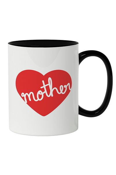 StoryGift Romania Cana Cu Inima Rosie Scris Cu alb, Text In Engleza Mother, Mama, Iubitorii De Fil, Cu Maner Negru