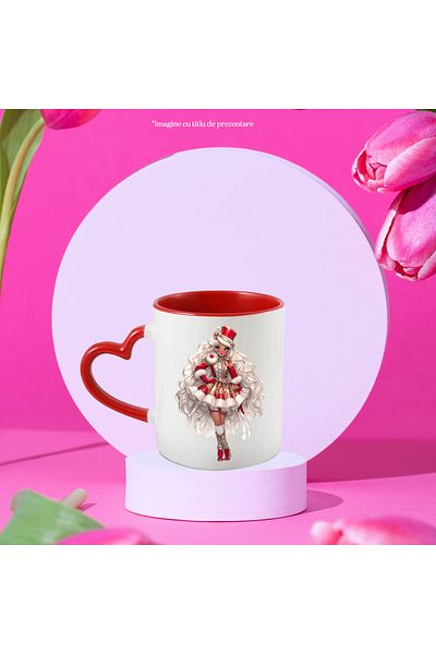 StoryGift Romania Mug with a cute face | like a Santa Claus | illustration | long white hair | dress, With ,STG.
