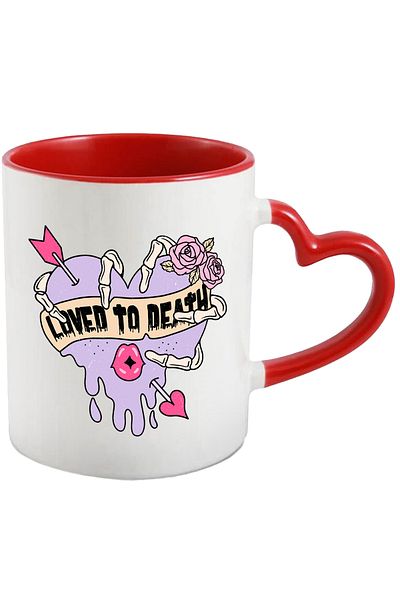 StoryGift Romania Mug with the message "Loved to Death", purple heart, arrow, morm, With ,STG