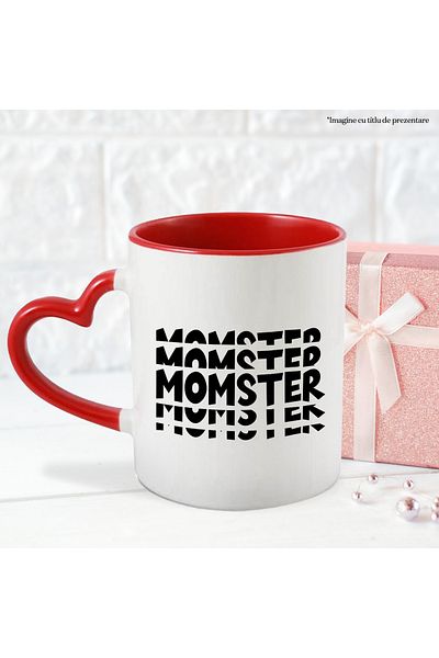 StoryGift Romania Mug for a mother who is seen as a "monster" by her children with Heart Handle, With,STG
