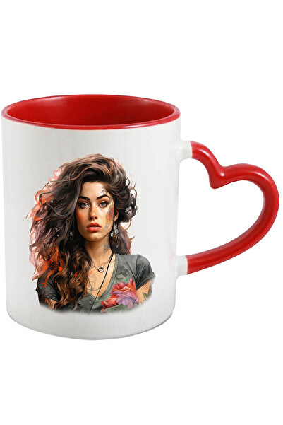 StoryGift Romania Cana Cu Amy Winehouse, Cantareata, Artist, Muzica, Multicolor 330 ml, Ceramica c, Cu Maner Inim