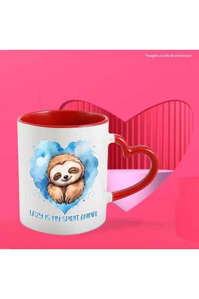 StoryGift Romania Mug with the sleeping sloth/lazy animal with the message "Lazy is my spirit animal", illus, Cu,STG