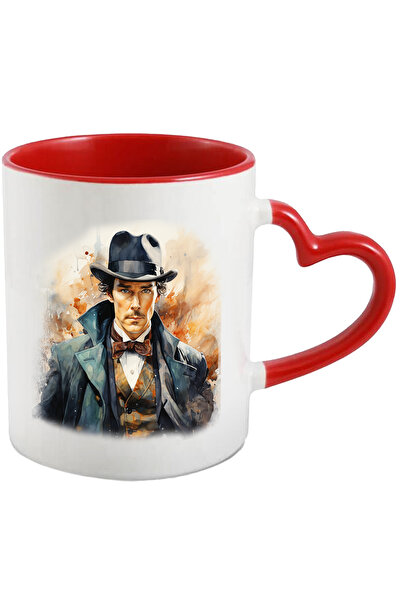 StoryGift Romania Cana Cu Sherlock Holmes, Personaj Faimos, Serial Englez, Multicolor 330 ml, Cera, Cu Maner Inim