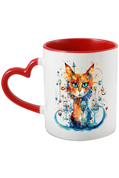 StoryGift Romania Cana Cu Arta Abstracta, Pisica, Forme, Buline, Felinar, Mul...