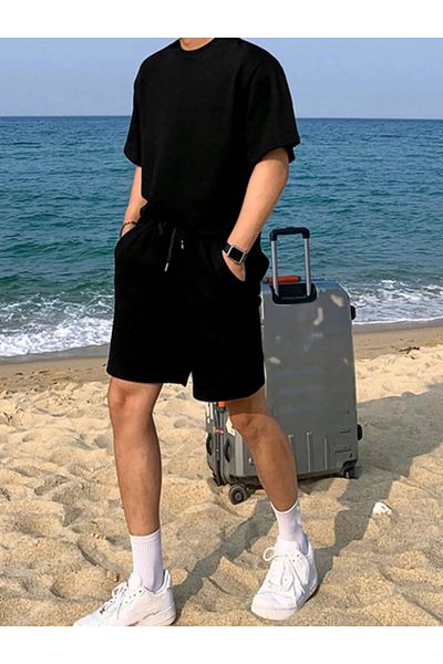 FUNSTYLE Ανδρικό καλοκαιρινό άνετο μαύρο σορτς