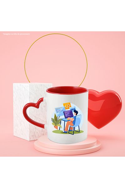 StoryGift Romania Office Mug, Programming, Code, Java, Monitor, Keyboard, Multicolor 330 ml, Sky, With ,STG.