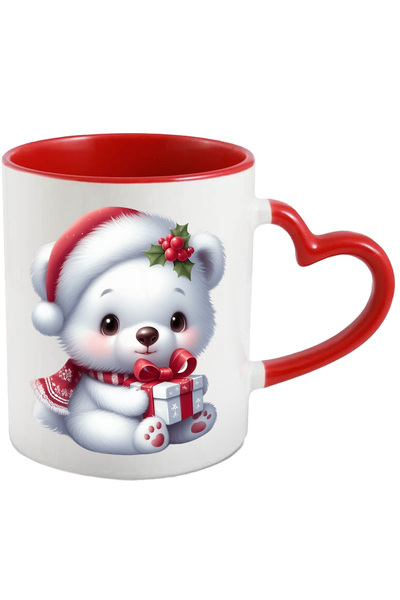 StoryGift Romania Cana cu un ursulet polar care tine un cadou in brate | ilus...