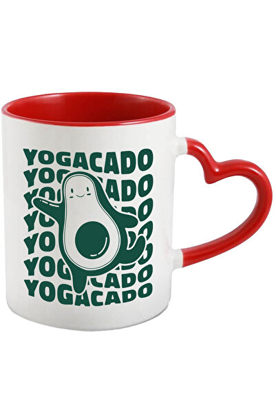 StoryGift Romania Cana Cu Mesaj Yogacado, Sport, Avocado, Sanatate, Sambure, Multicolor 330 ml, Ce, Cu Maner Inim