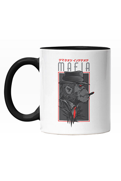 StoryGift Romania Cana Cu Portret Gorila Cu Palarie, Tinuta Eleganta Cu Crava...