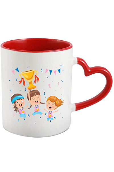 StoryGift Romania Cana Cu Confetii, Copii, Trofeu, Concurs, Castigatori, Sport, Multicolor 330 ml,, Cu Maner Inim