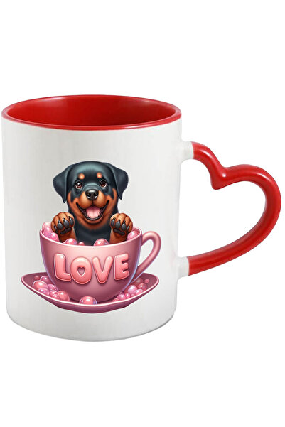 StoryGift Romania Cana cu un catel Rottweiler care sta intr-o ceasca pe care ...