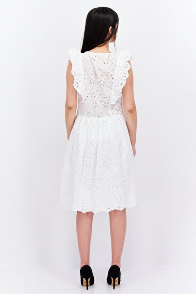 Esprit Women Eyelet Midi Dress, White
