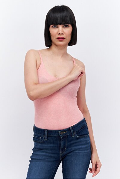 Etam بدلة جسم نسائية مضلعة بدون أكمام، وردي