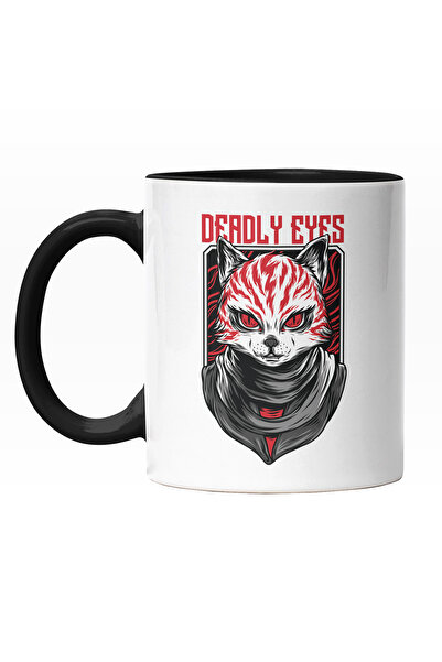 StoryGift Romania Cana Cu Pisica Alba Cu Sange In Tinta DE Ninja, Ochii Rosii...