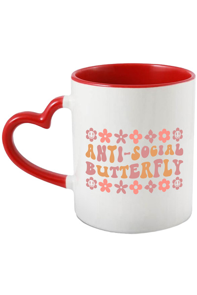 StoryGift Romania Cana cu floricele si mesajul in engleza "Anti-social butter...