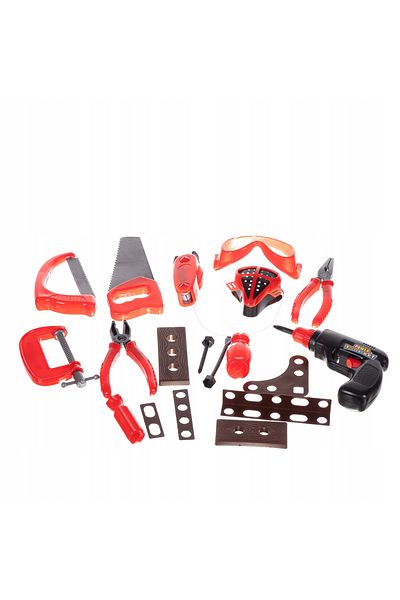 zola Set unelte de jucarie, bricolaj, 17 piese, rucsac depozitare, 22 x 21 x 6 cm