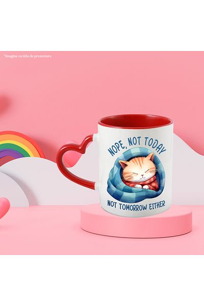 StoryGift Romania Sleeping kitty mug with the message "Nope, not today, not tomorrow either", , With ,STG .