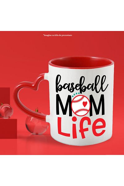 StoryGift Romania Mug with illustration showing a baseball and a message in English "Baseball, With, STG.
